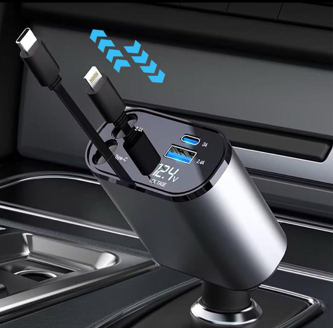 HyperCharge™【巻き取り式】4in1 車 充電器 シガーソケット 4台同時充電