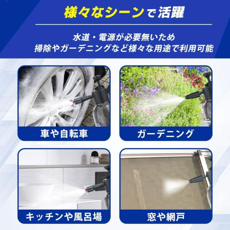 JetWash™️高圧泡スプレー
