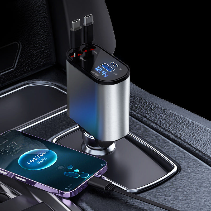 HyperCharge™【巻き取り式】4in1 車 充電器 シガーソケット 4台同時充電